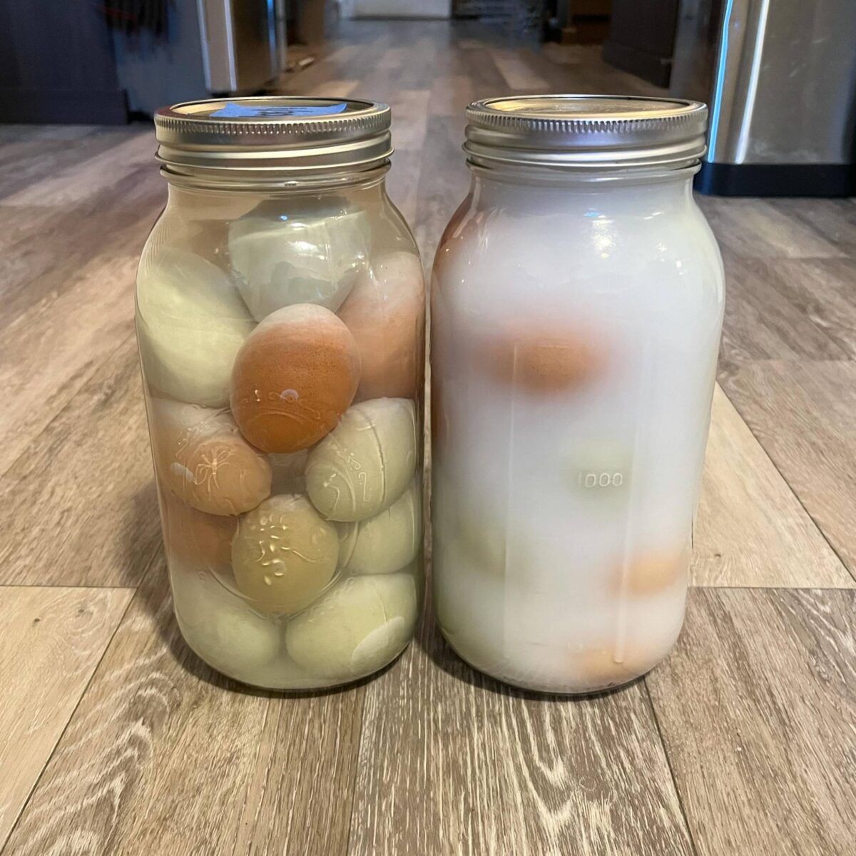 eggs in glass jar