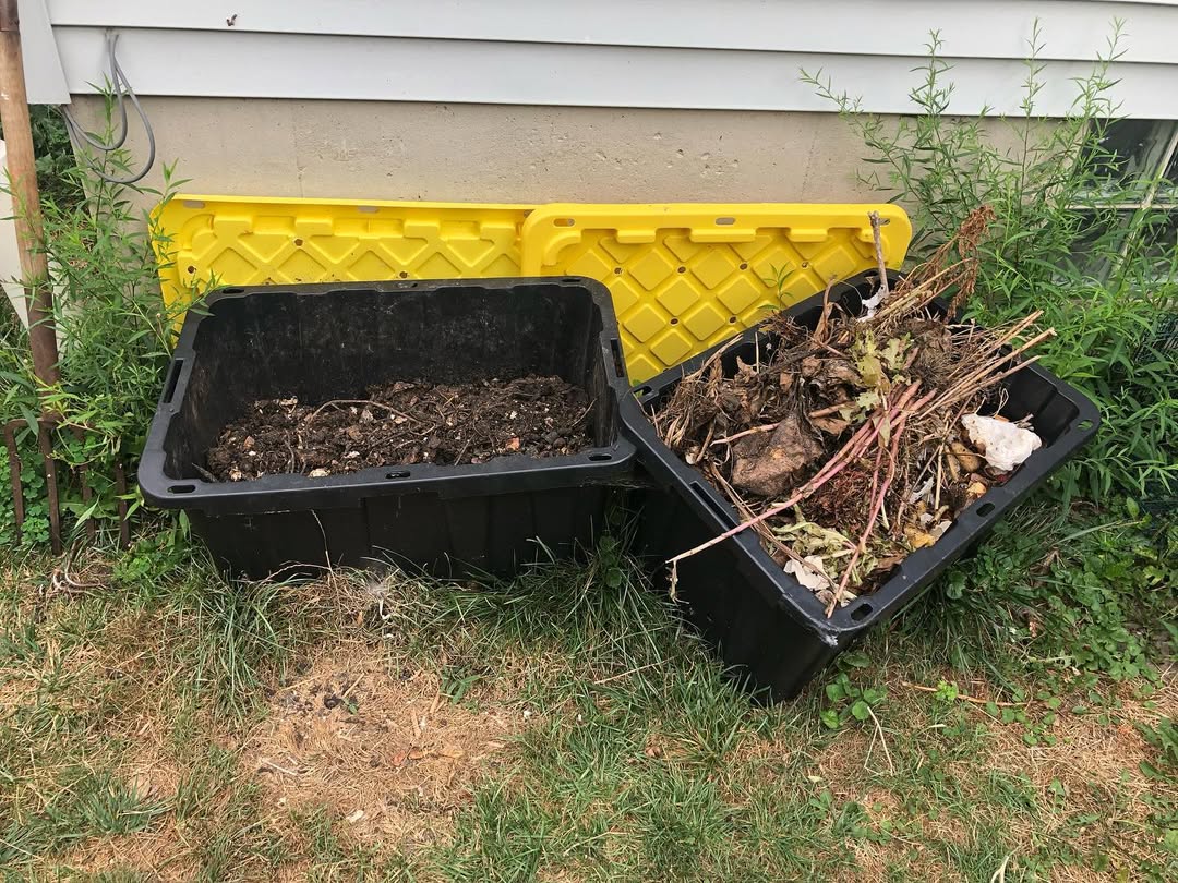 garden debris in containers
