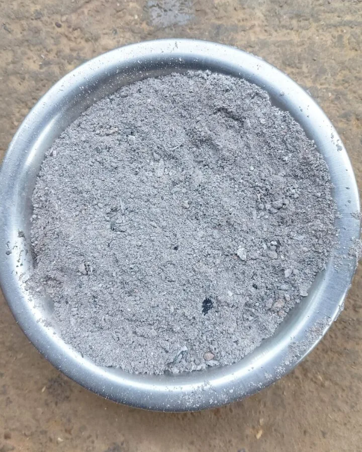 a bowl of wood ash